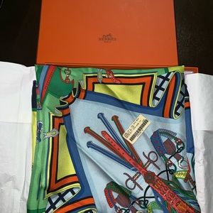 Hermès Bouquets Sellier Silk Scarf